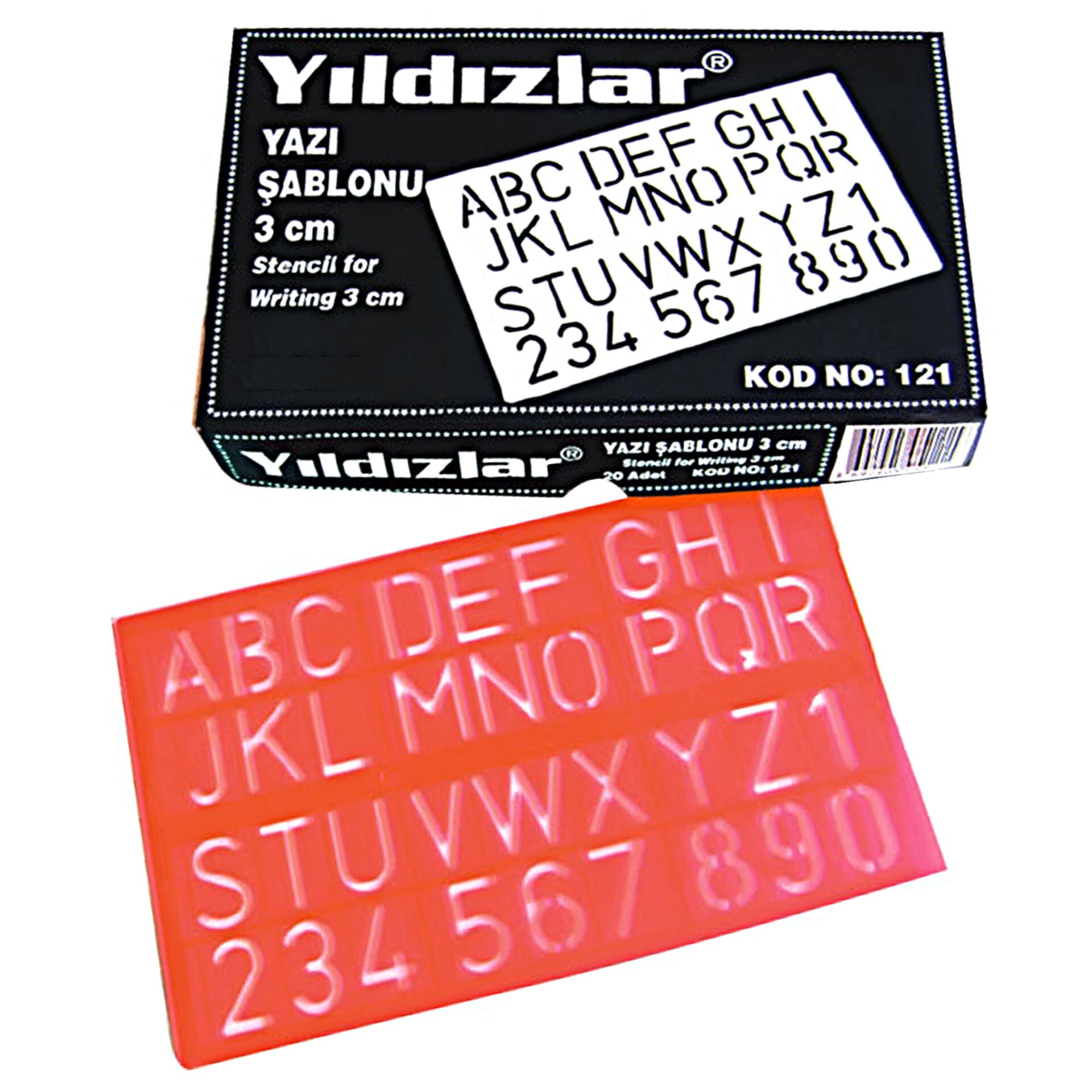 YILDIZLAR KOD:121 YAZI ŞABLONU 3 CM 20'Lİ KT.