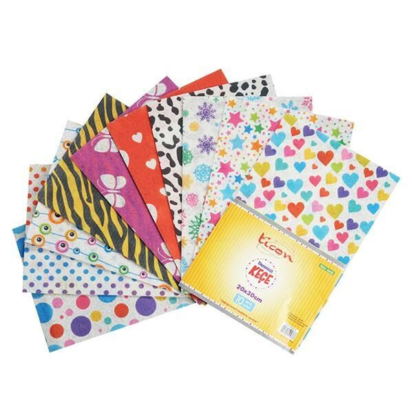 TİCON 259474 DESENLİ KEÇE 20x30 CM 10 LU KARIŞIK PAKET