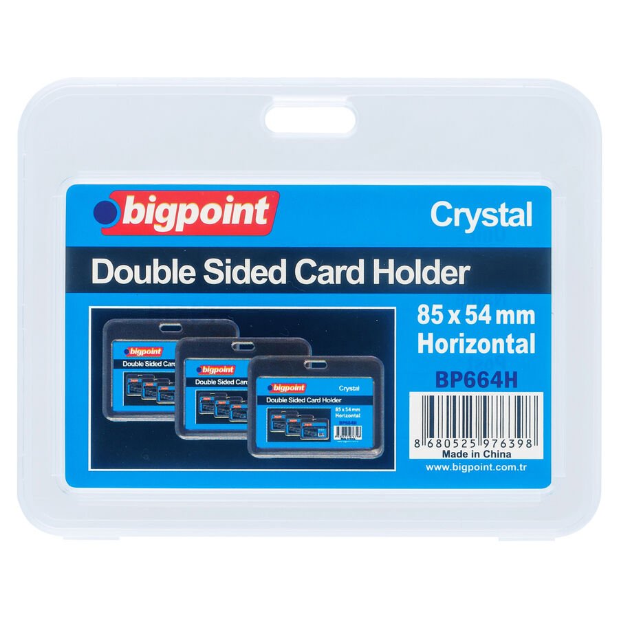 BİGPOİNT BP664H ÇİFT TARAFLI KART KABI KRİSTAL YATAY ŞEFFAF 85X54MM 10'LU PAKET