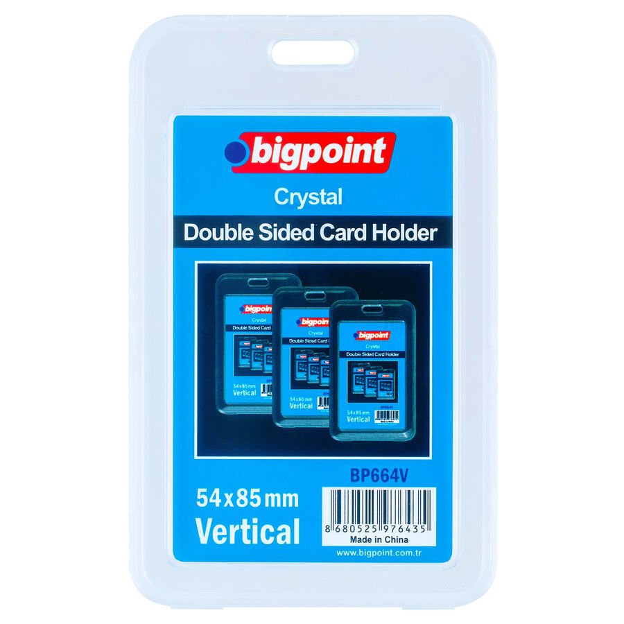 BİGPOİNT BP664V ÇİFT TARAFLI KART KABI KRİSTAL DİKEY ŞEFFAF 54X85MM 10'LU PAKET