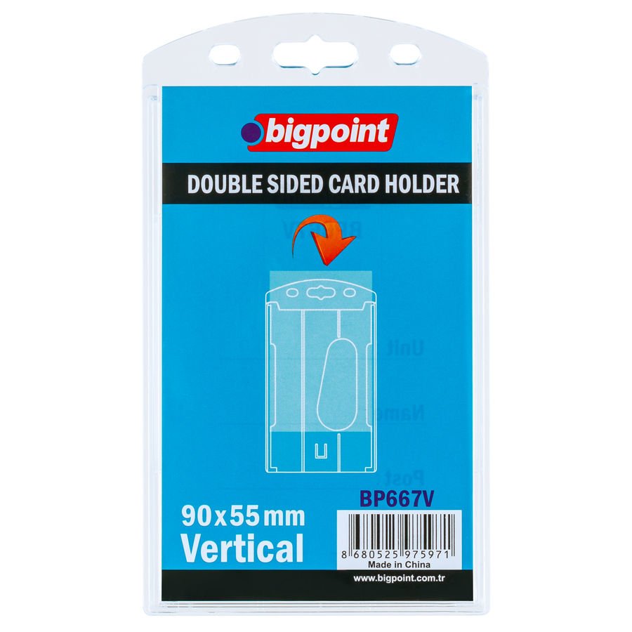 BİGPOİNT BP667V ÇİFT TARAFLI KART KABI DİKEY ŞEFFAF 55X90MM 10'LU PAKET