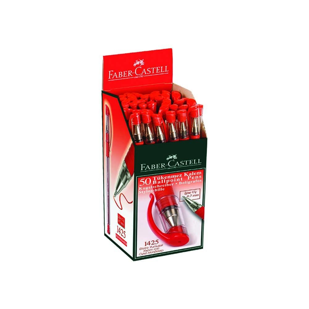 FABER TÜKENMEZ KALEM İĞNE UÇ KIRMIZI 142521-50'Lİ