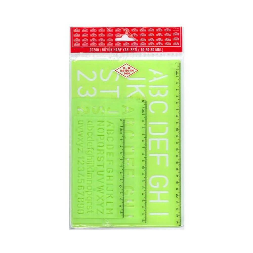 HATAS 02260 BÜYÜK HARF YAZI ŞABLON SETİ 3 LÜ 10'LU KT.