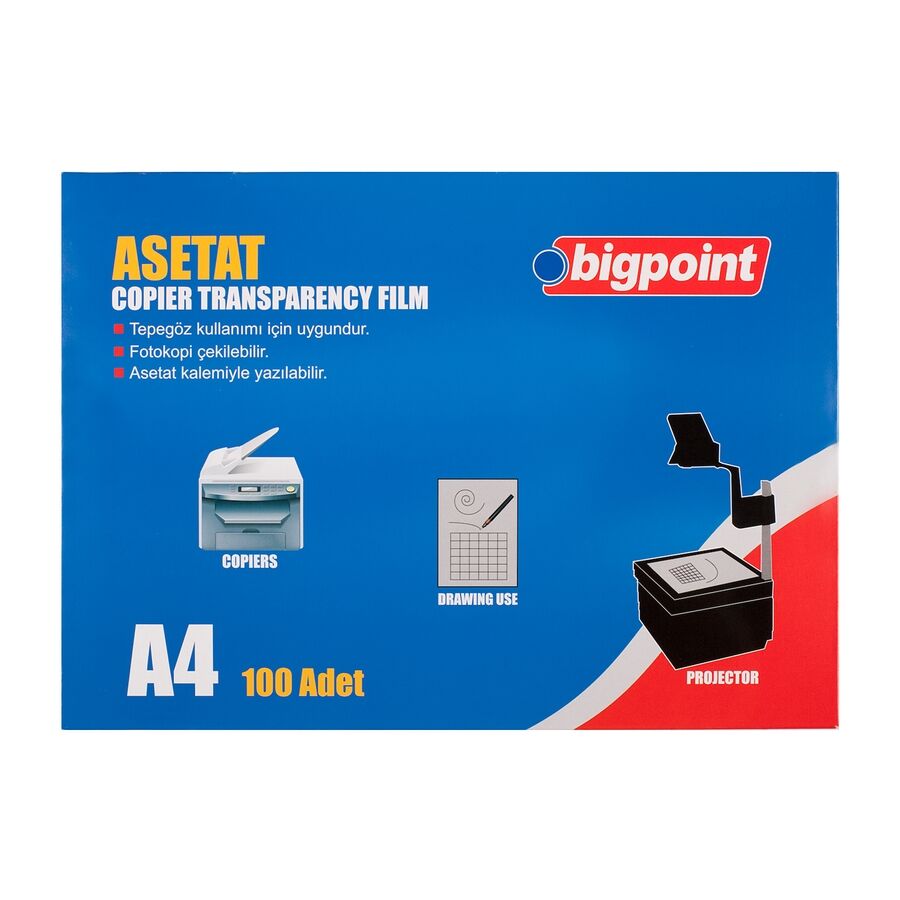 BİGPOİNT BP692 FOTOKOPİ ASETATI A4 100 MİKRON 100'LÜ KUTU
