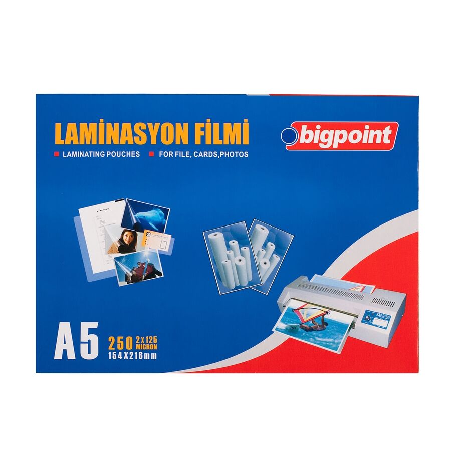 BİGPOİNT BP695 LAMİNASYON FİLMİ A5 125 MİKRON 100'LÜ KUTU