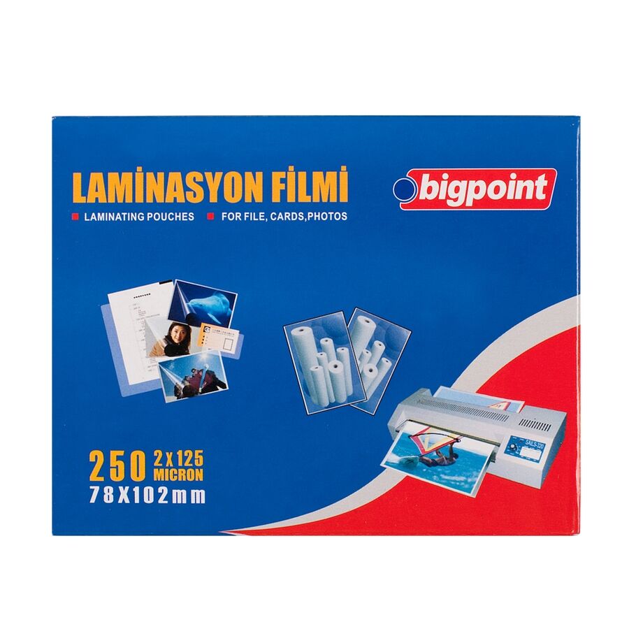 BİGPOİNT BP697 LAMİNASYON FİLMİ 78X102MM 125 MİKRON 100'LÜ KUTU