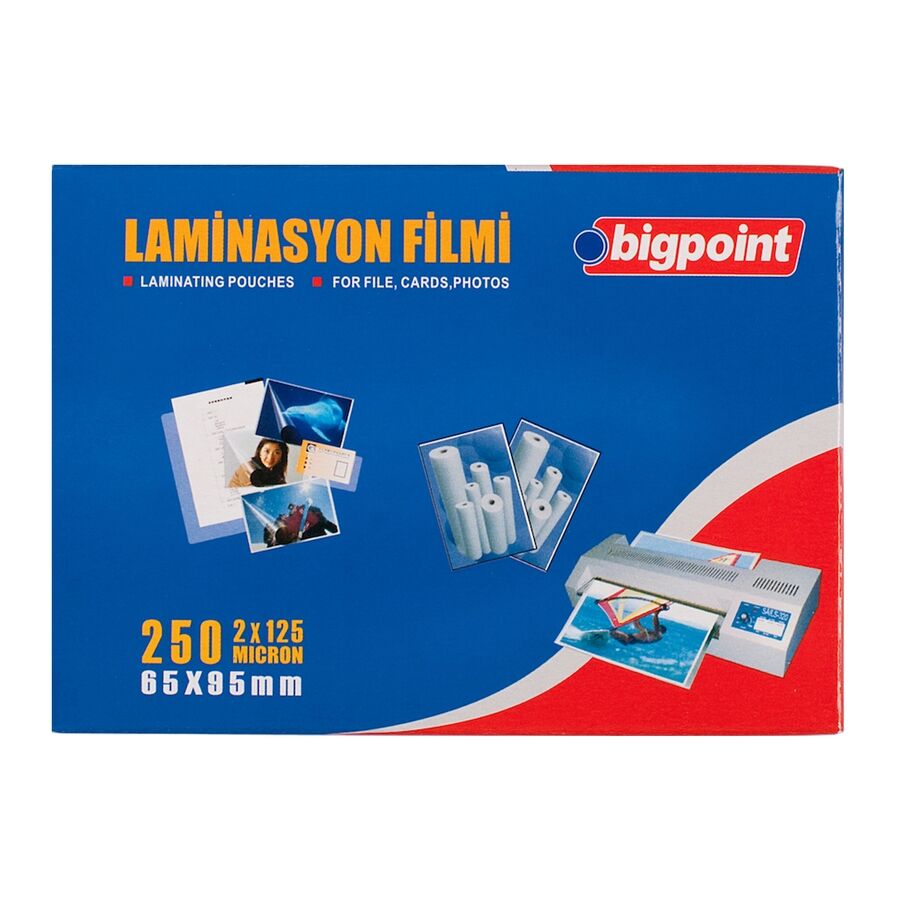 BİGPOİNT BP698 LAMİNASYON FİLMİ 65X95MM 125 MİKRON 100'LÜ KUTU