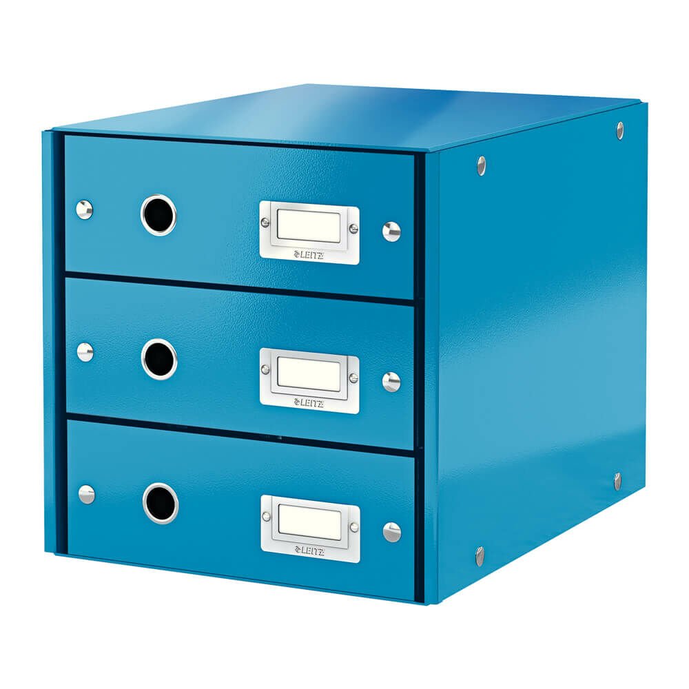 LEITZ 6048-36 WOW C&S 3 ÇEKMECELİ EVRAK RAFI METALİK MAVİ