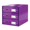 LEITZ 6048-62 WOW C&S 3 ÇEKMECELİ EVRAK RAFI METALİK MOR