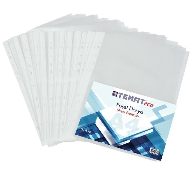 TEMAT 134962 ECO DELİKLİ POŞET DOSYA A4 100 LÜ