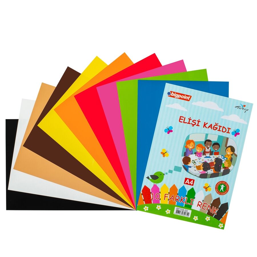 BİGPOİNT BP708-50 ELİŞİ KAĞIDI A4 KARIŞIK 10 RENK- 80 GRAM