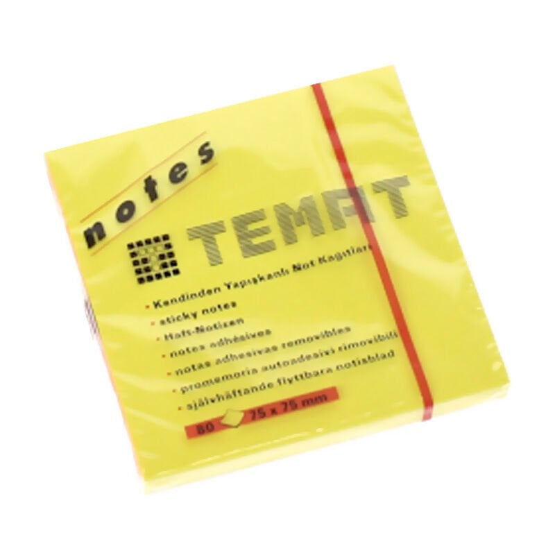 TEMAT 11515 YAPIŞKANLI NOT KAĞIDI 75x75 FOSFORLU SARI