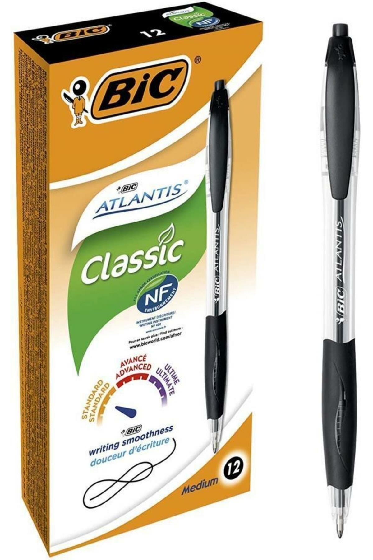BİC ATLANTİS CLASS.1,0 TÜKENMEZ KALEM SİYAH 12 Lİ 8871321
