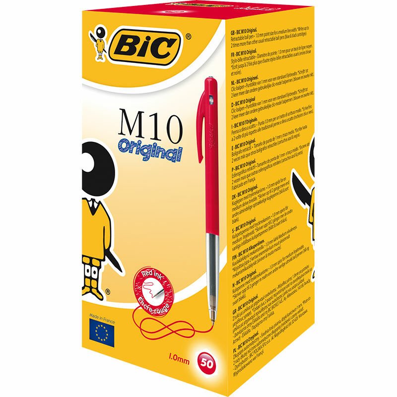 BİC BASMALI TÜKENMEZ KALEM 50Lİ KUTU KIRMIZI 190123 M10
