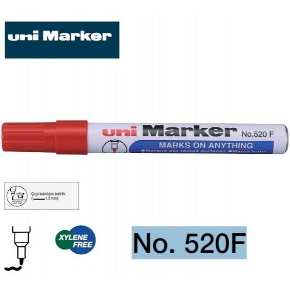 UNİ No.520F KOLİ MARKÖRÜ 1-3 KIRMIZI 12'Lİ KT.