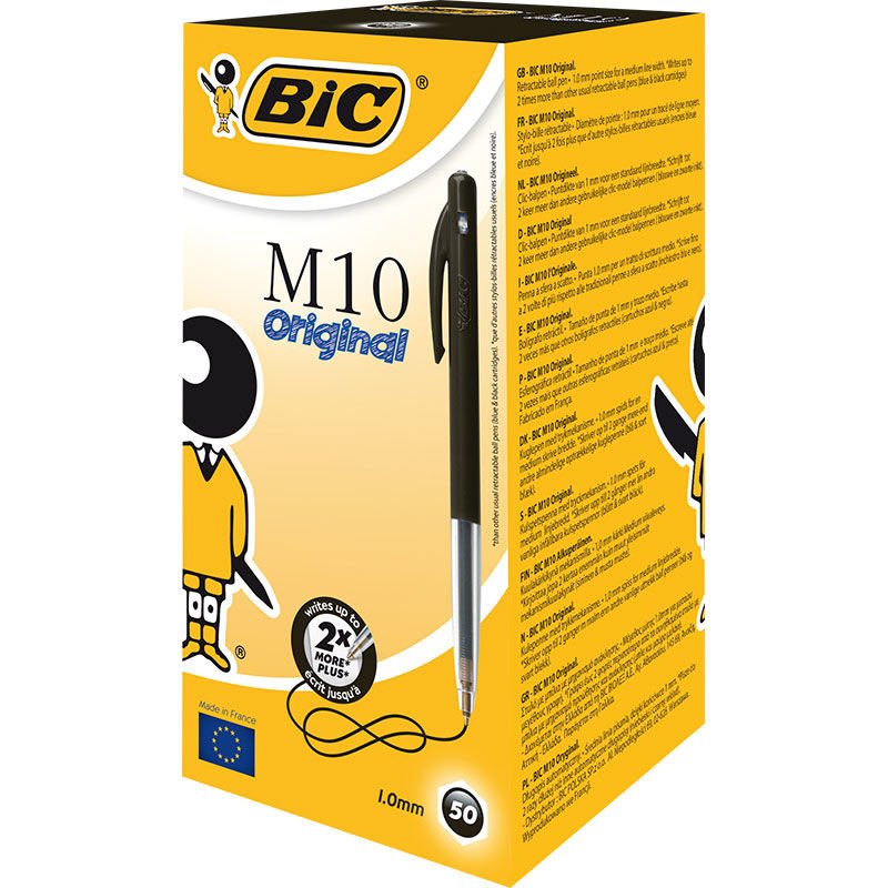 BİC BASMALI TÜKENMEZ KLM 50Lİ KUTU SİYAH 190125 M10