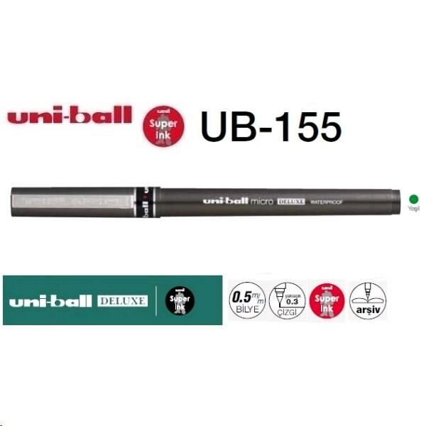 UNİ UB-155 DELUXE MİCRO ROLLER KALEM YEŞİL 12'Lİ KT.