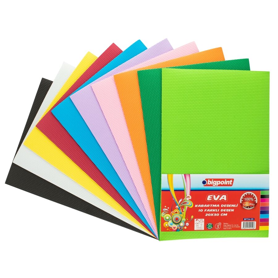 BİGPOİNT BP734-05 KABARTMA DESENLİ EVA 20X30CM KARIŞIK 10 RENK