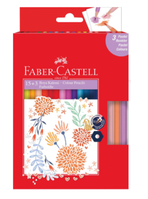 FABER 000005 BOYA KALEMİ 15+3 PASTEL RENKLER