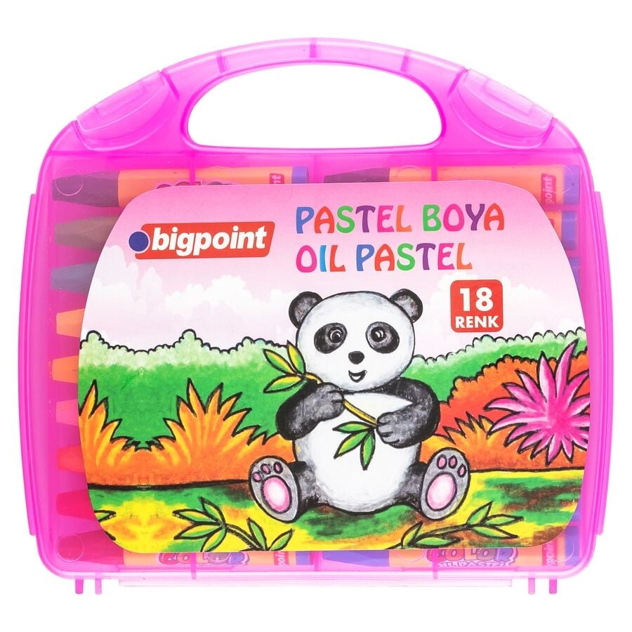 BİGPOİNT BP741-18M PASTEL BOYA 18 RENK - PEMBE ÇANTALI