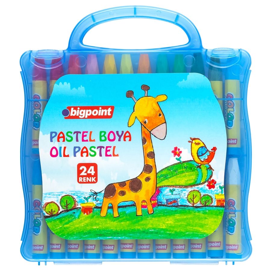 BİGPOİNT BP741-18M PASTEL BOYA 24 RENK - MAVİ ÇANTALI