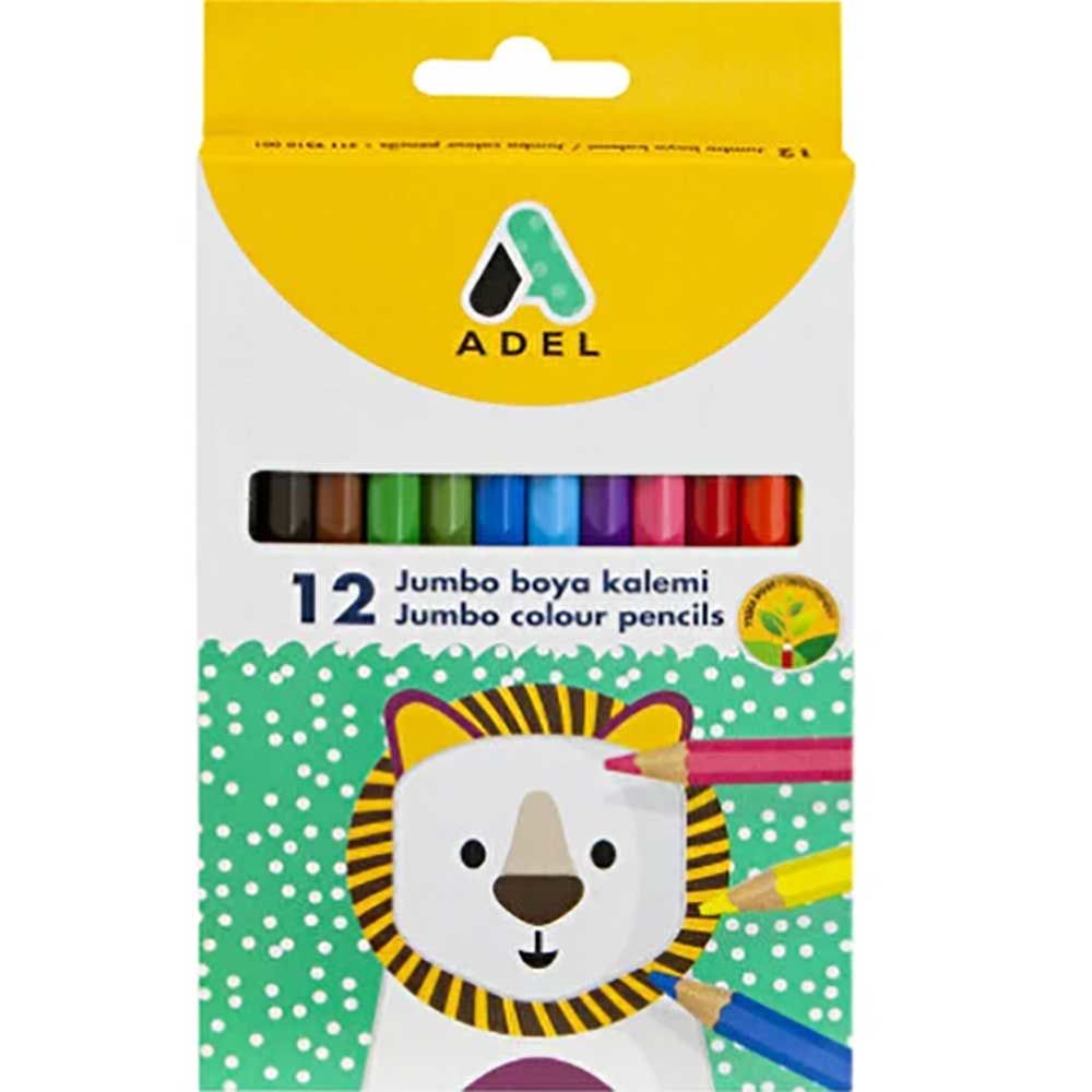ADEL 510001 JUMBO HEXA BOYA KALEMİ 12 RENK TAM BOY