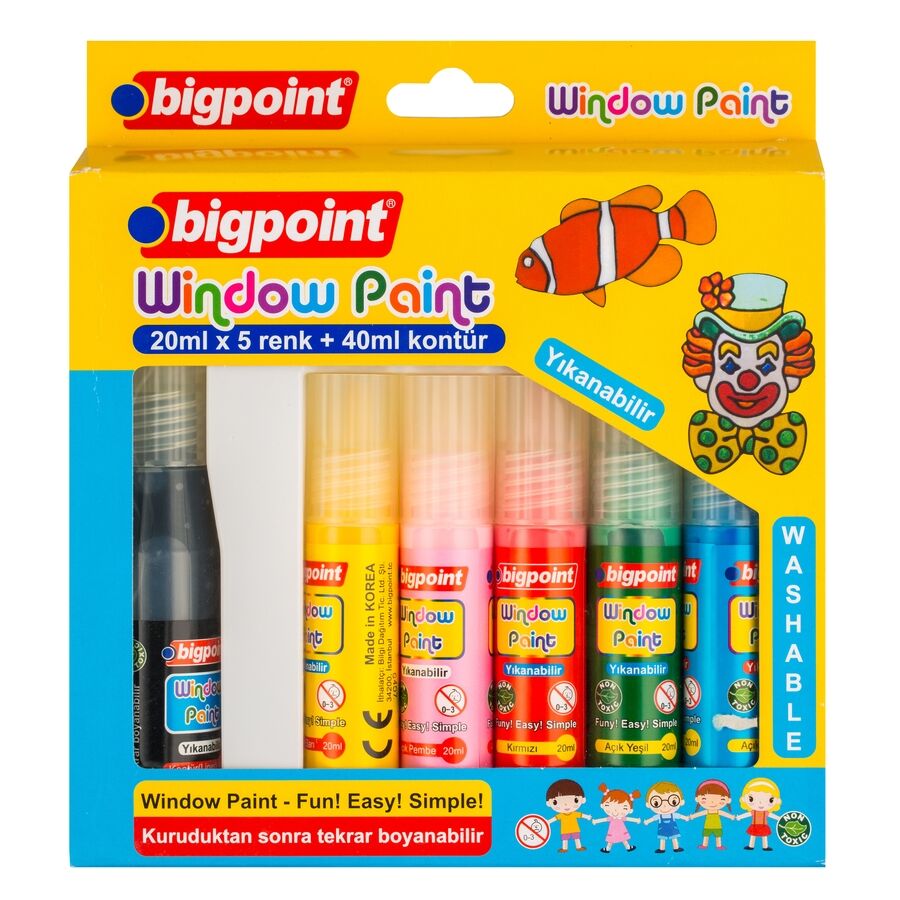 BİGPOİNT BP753 CAM BOYASI (WİNDOW PAİNT) 5 RENK X 20 ML