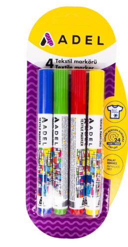ADEL 000033 TEKSTİL MARKÖRÜ 4'LÜ ÇEŞİT