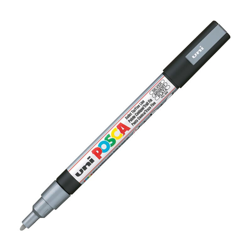 UNİ PC-3M POSCA POSTER MARKÖRÜ GÜMÜŞ 6'LI KT.