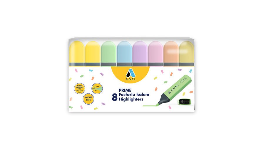ADEL 000117 FOSFORLU KALEM PRİME SET 8'Lİ