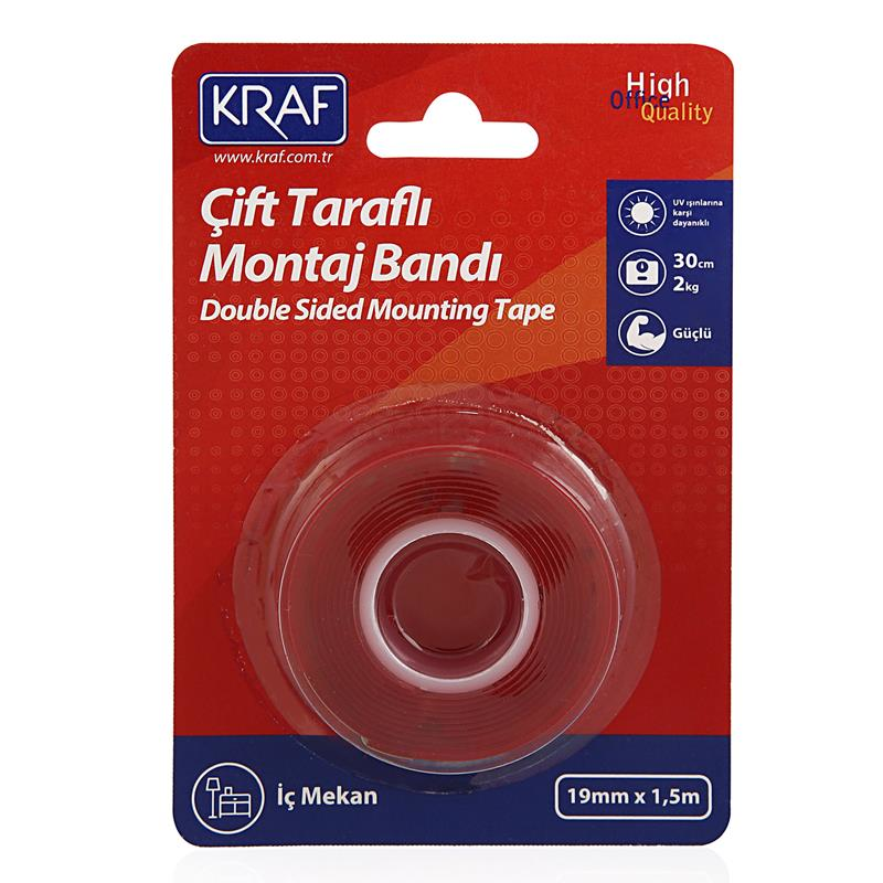 KRAF 2530G MONTAJ BANDI ÇİFT TARAFLI İÇ MEKAN 19mm x 1,5m
