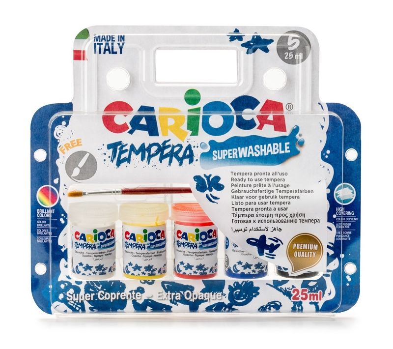 CARİOCA KO033 TEMPERA SULUBOYA SÜPER YIKANABİLİR FIRÇALI 5*25 ML 5 RENK