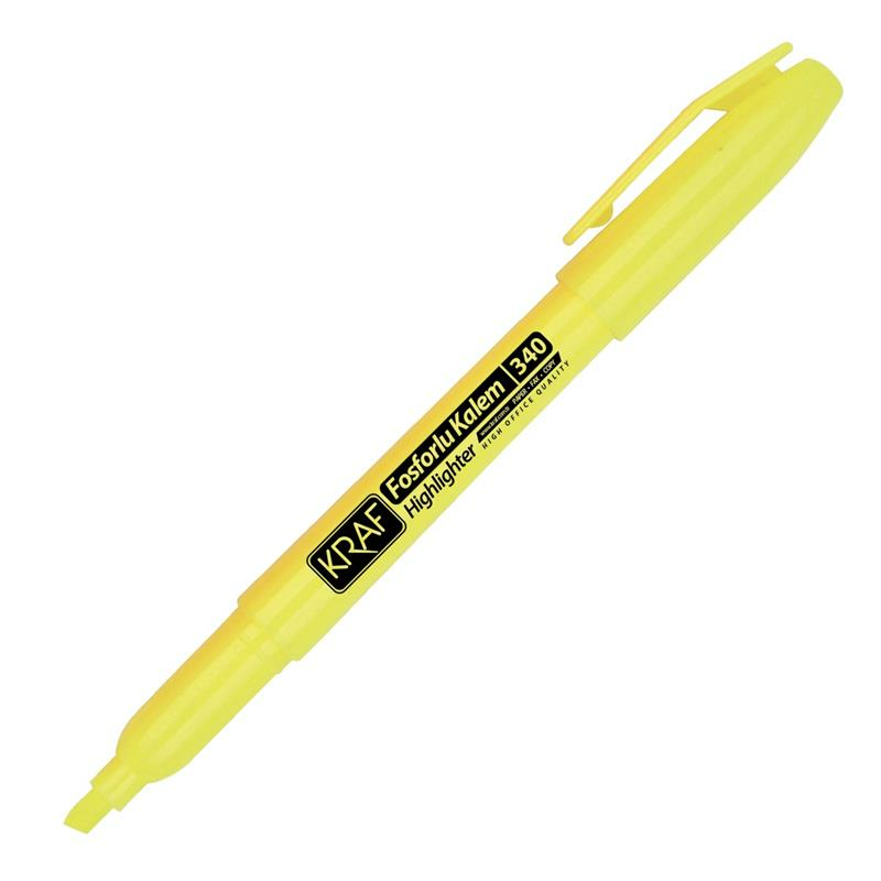 KRAF 340 FOSFORLU KALEM TİPİ SARI 12'Lİ KUTU