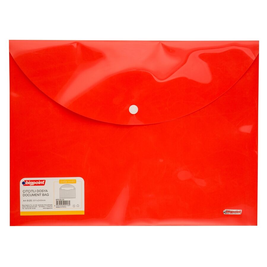 BİGPOİNT BP238-25 ÇITÇITLI DOSYA LOLLY A4 KIRMIZI 12'Lİ PAKET