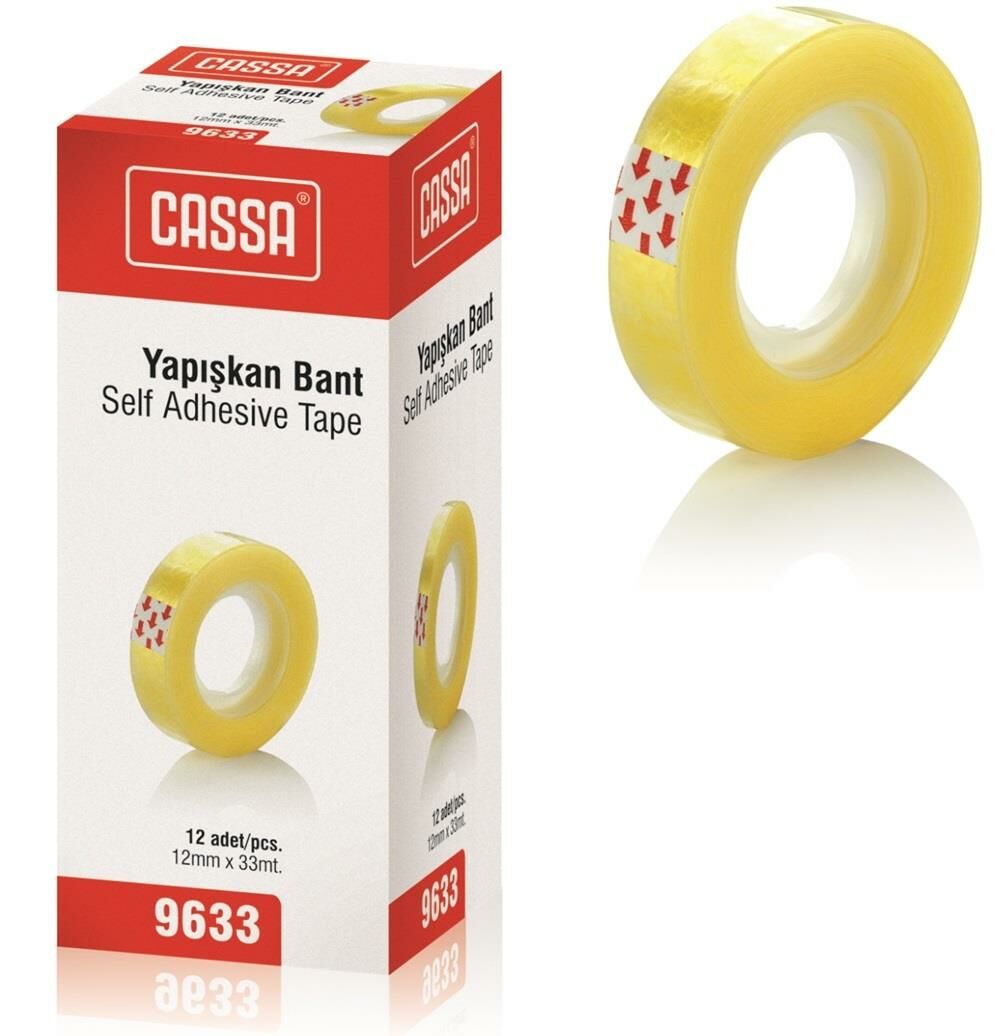CASSA 9633 YAPIŞKANLI BANT 12MM X33 MT 12'Lİ KT.