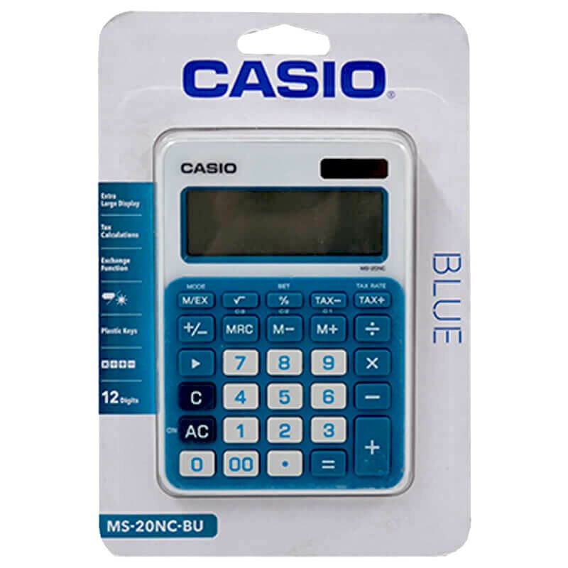 CASIO MS-20 UC HESAP MAKİNASI 12 HANE RENKLİ KASA