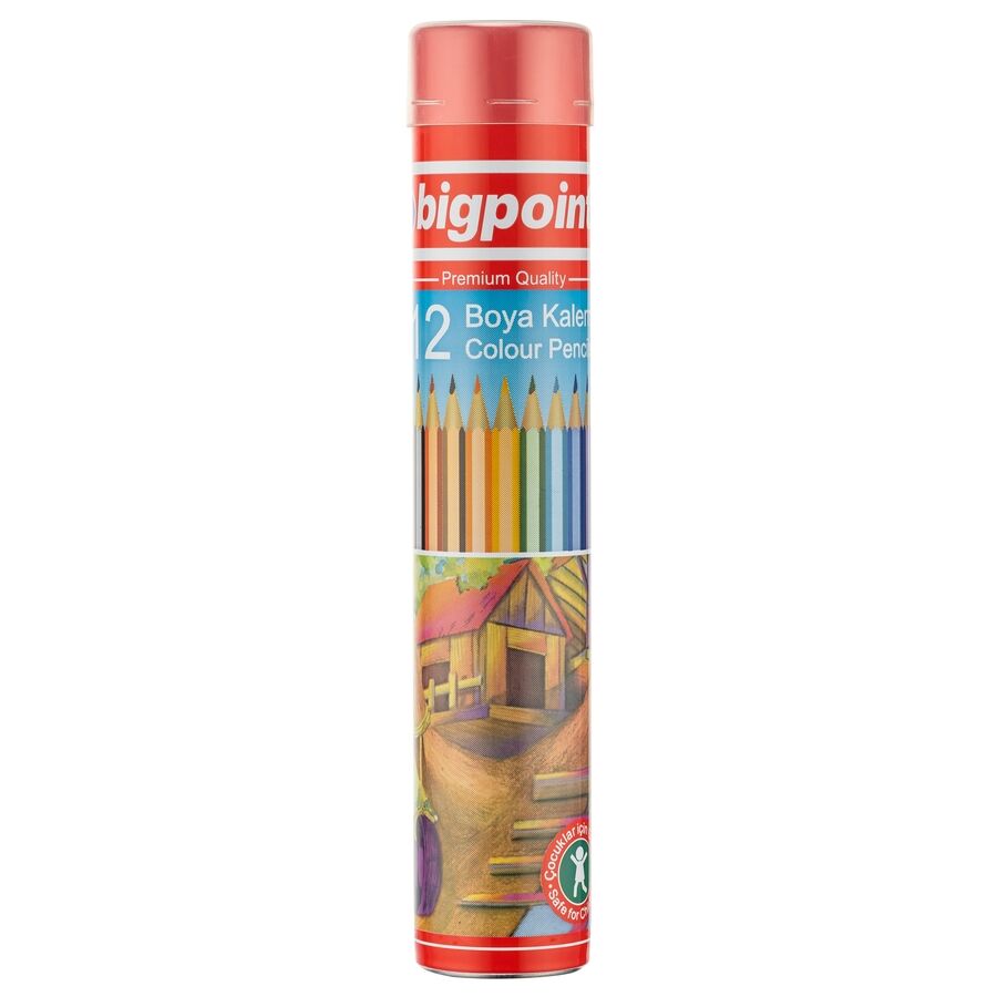 BİGPOİNT BP941-12 METAL TÜPDE KURU BOYA KALEMİ 12 RENK 24'LÜ KT.