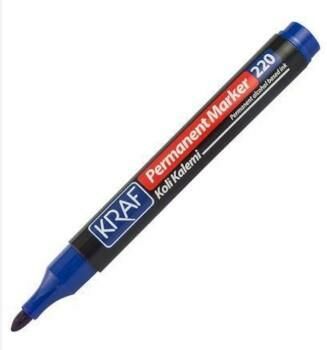 KRAF 220 PERMANENT MARKÖR YUVARLAK UC MAVİ 12'Lİ KUTU