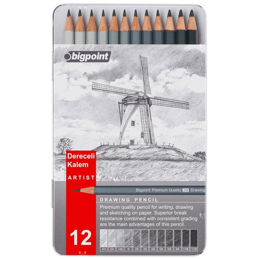 BİGPOİNT BP947 DERECELİ KALEM 12'Lİ METAL KUTU