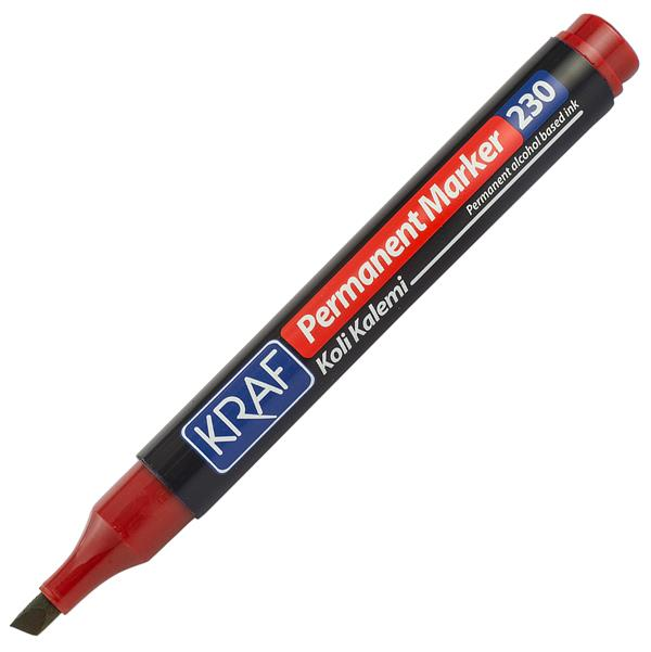 KRAF 230 PERMANENT MARKÖR KESİK UC KIRMIZI 12'Lİ KUTU
