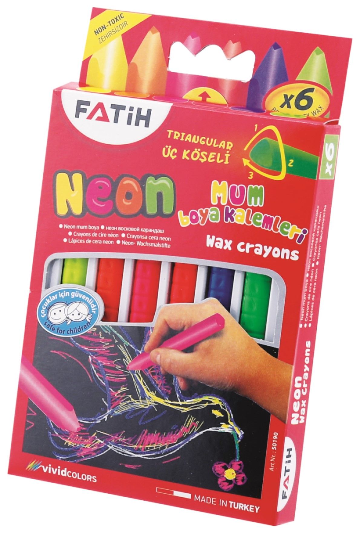 FATİH NEON WAX CRAYON 6 RENK JUMBO
