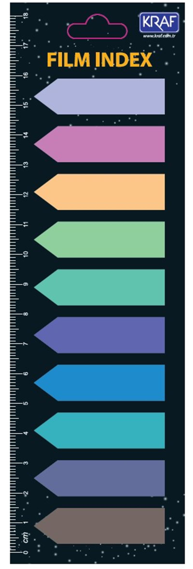 KRAF 51245 INDEX FILM (PP) 12x44MM OK ŞEKİLLİ 10 RENK X 20YP 24'LÜ PK.