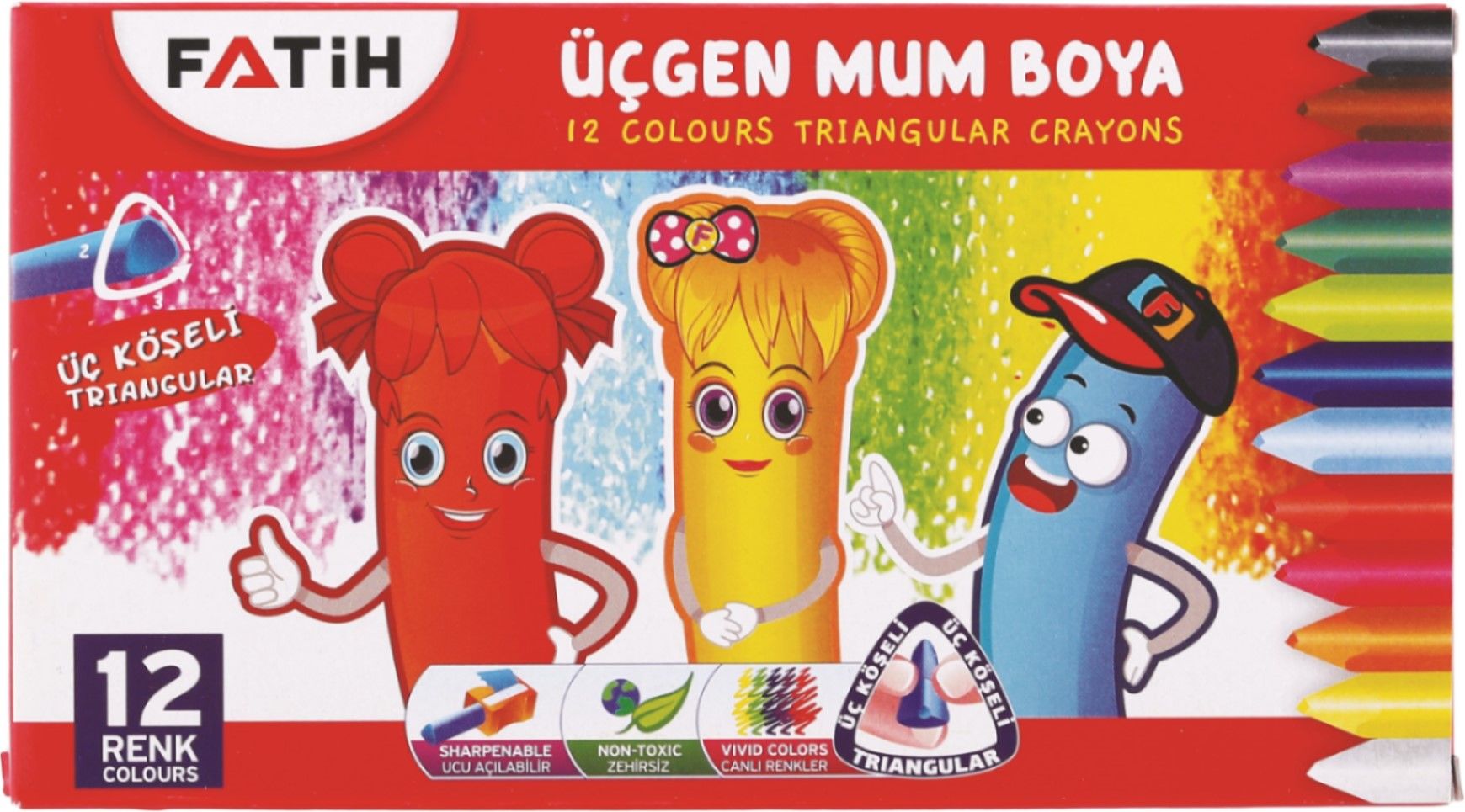 FATİH ÜÇGEN MUM BOYA 12 RENK JUMBO