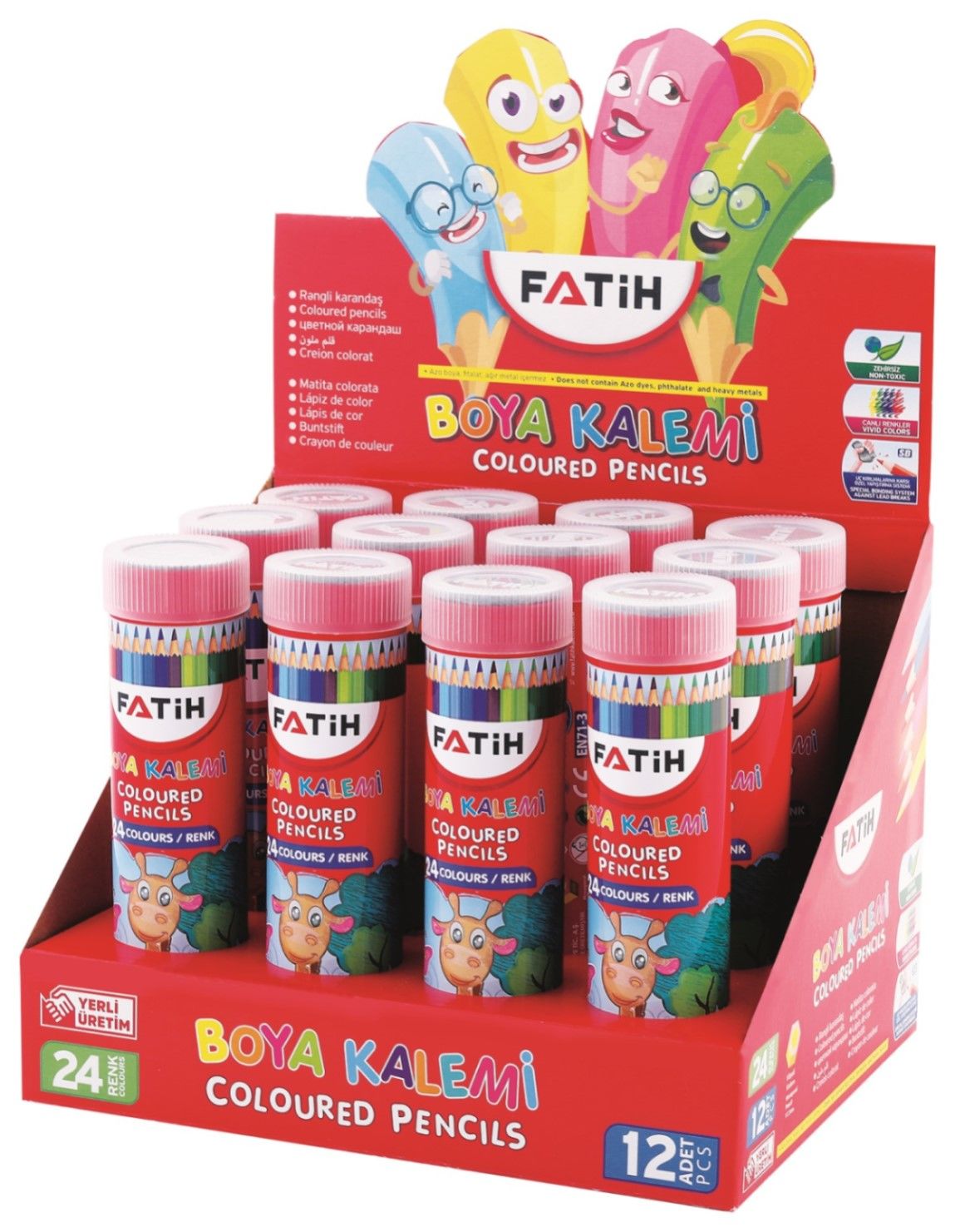 FATİH KURUBOYA TÜPLÜ 24 RENK TAM BOY+KALEMTRAŞ