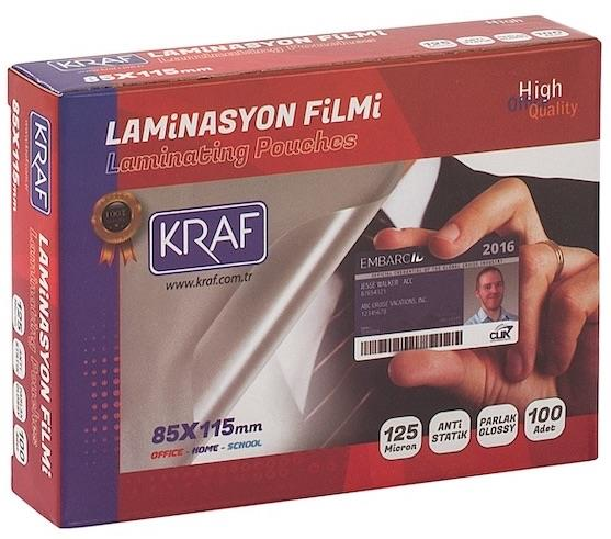 KRAF 2128 LAMİNASYON FİLMİ 85X115MM 125MIC 100LÜ