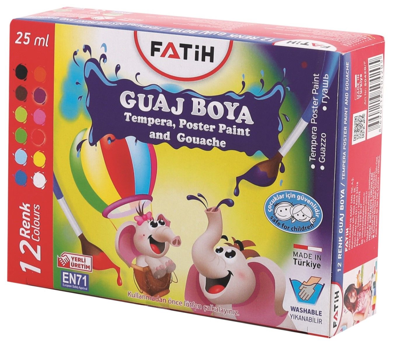 FATİH GUAJ BOYASI 12 RENK 12*25 ML