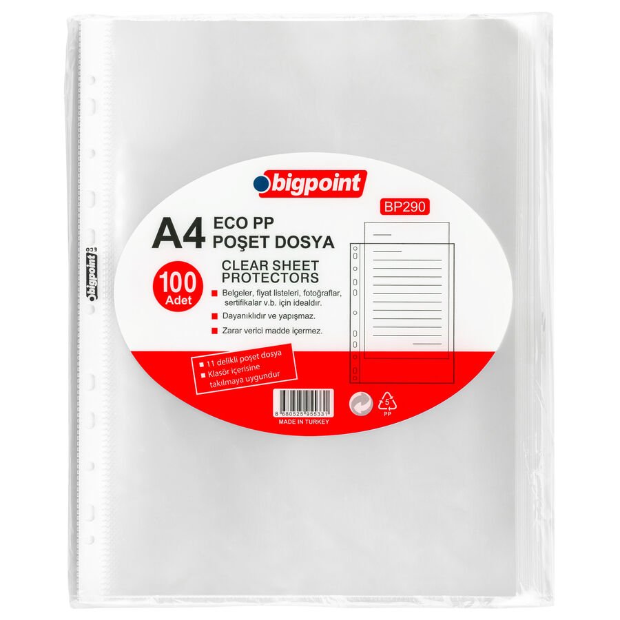 BİGPOİNT BP290 POŞET DOSYA ECO 30 MİKRON 100'LÜ PAKET