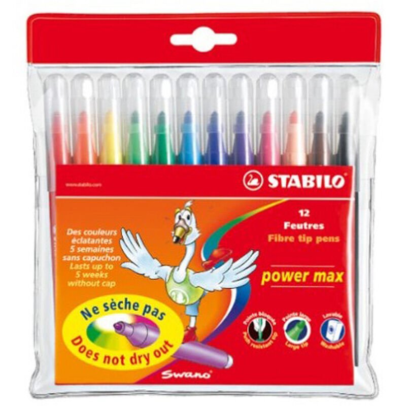 STABİLO 980/12-01 POWER MAX KALIN UÇLU KEÇELİ KALEM 12'Lİ
