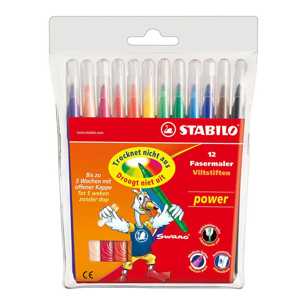 STABİLO 280/12-2 POWER KEÇELİ KALEM ŞEFFAF KUTU 12'Lİ