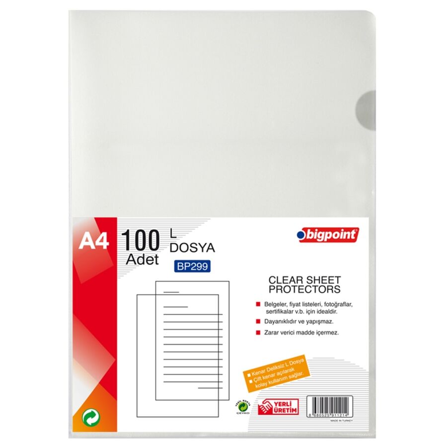 BİGPOİNT BP299 L DOSYA STANDART 90 MİKRON 100'LÜ PAKET